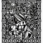 Black-and-White Illustration of Organic and Geometric Shapes