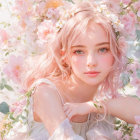 Portrait of a Young Girl with Pastel Pink Hair