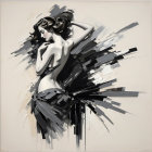 Black-and-White Artistic Rendering of a Woman's Silhouette