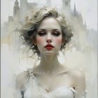 Portrait of a Young Woman in a Historic Cityscape