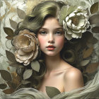 Portrait of a Young Woman with Floral Accents