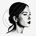 Black and White Geometric Portrait of a Woman