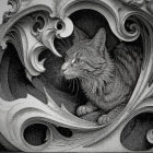 Monochromatic Engraving of a Thoughtful Man's Portrait