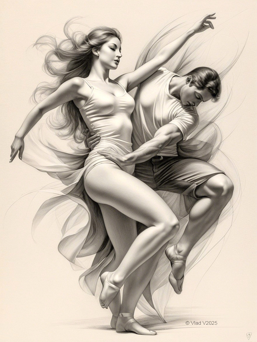 Elegant Dance Scene with Fluid Movements and Emotion