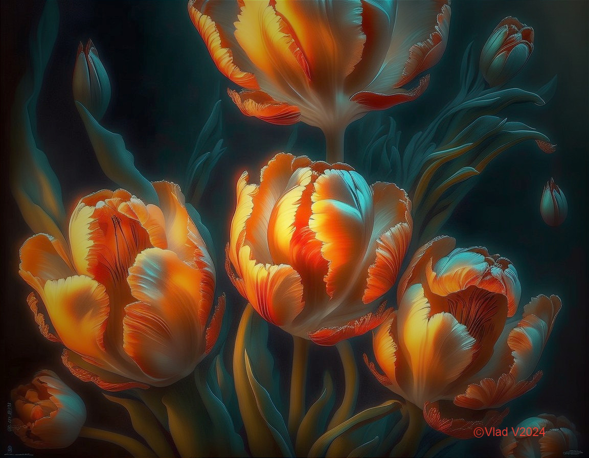 Glowing Tulips in Twilight