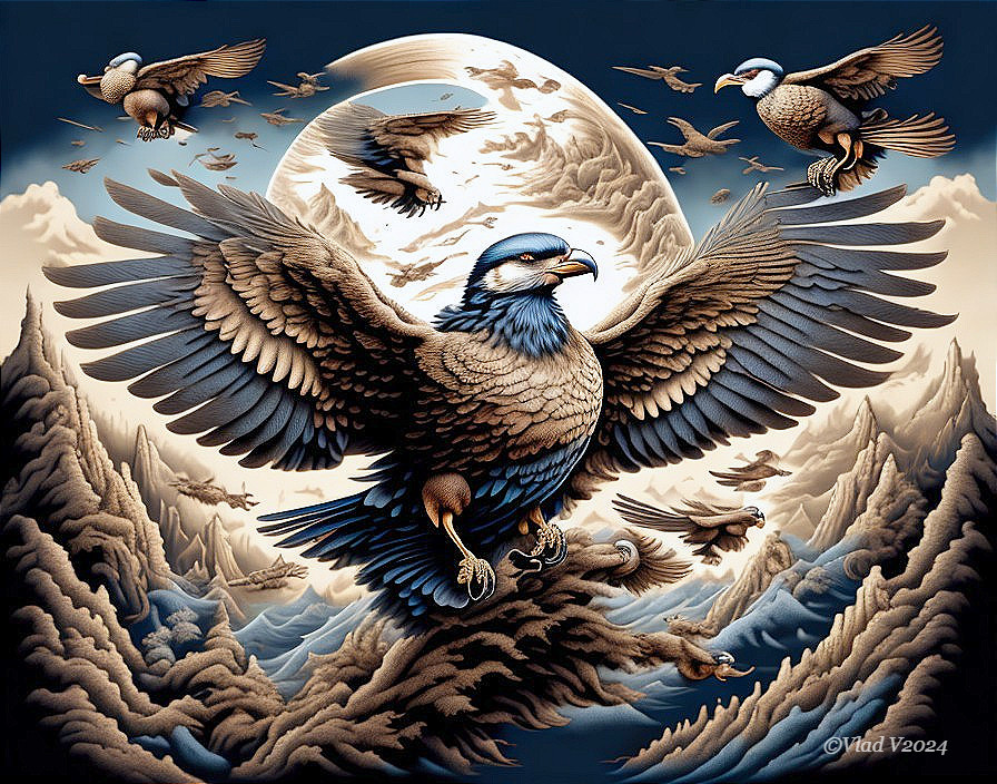 Majestic Eagle Soaring in a Dramatic Night Sky