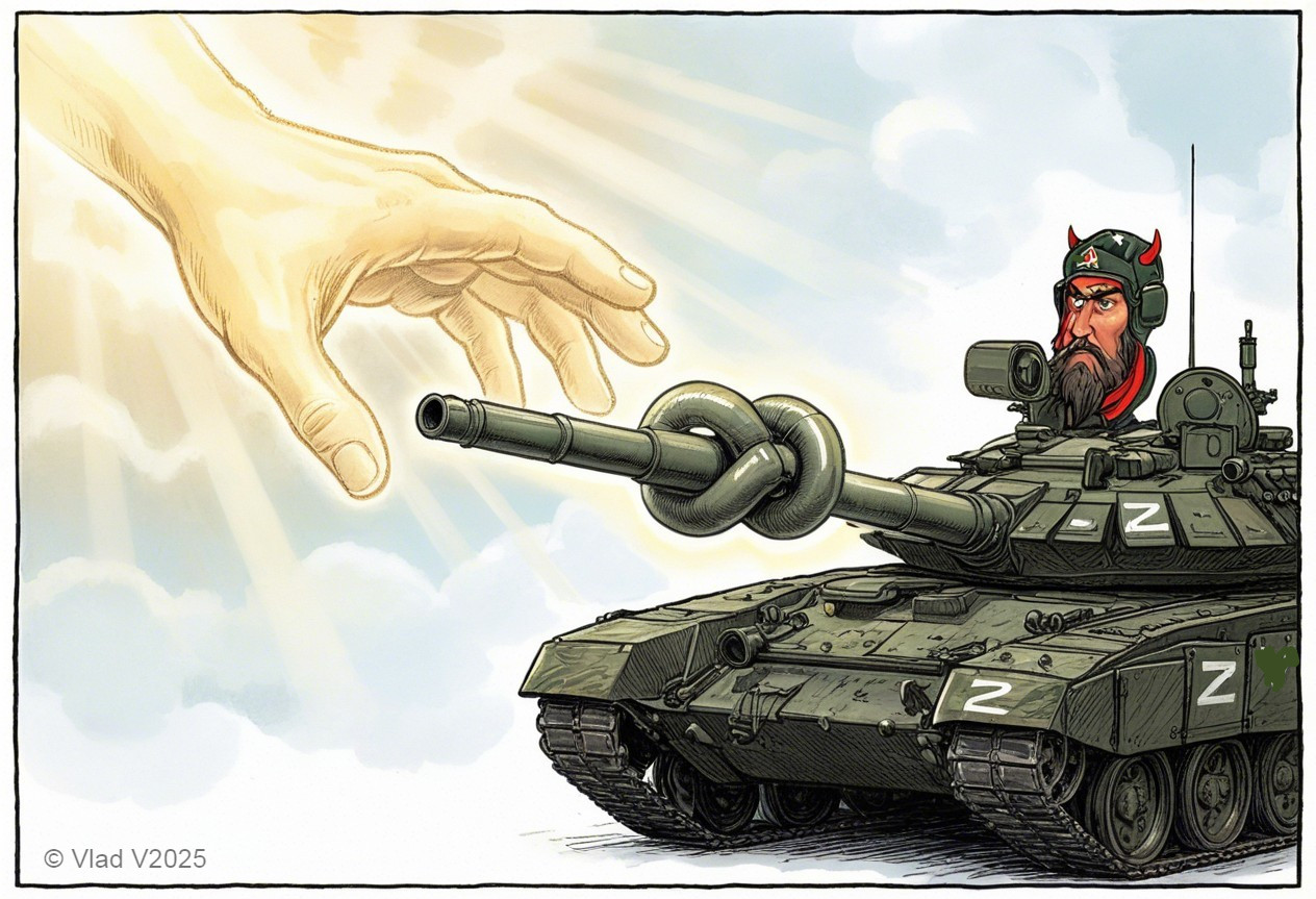 Cartoon of God’s Hand Reaching for a Tank with Knot