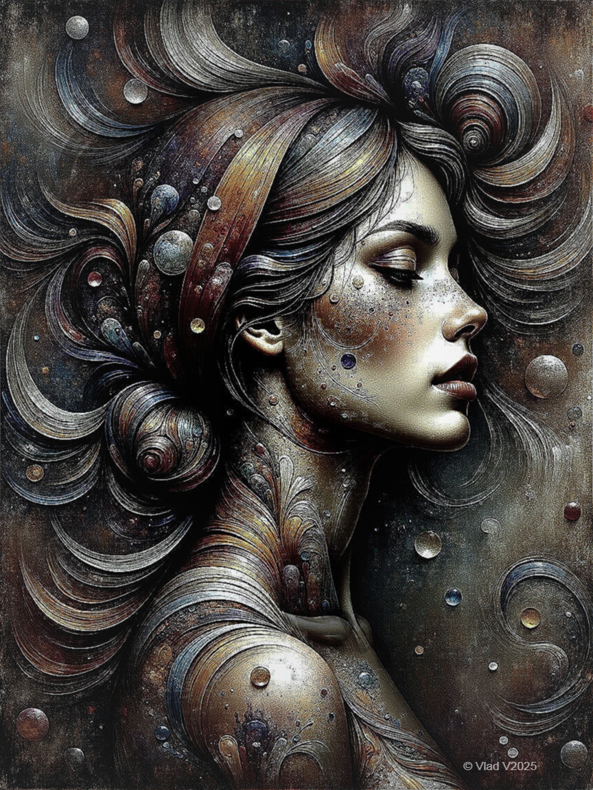 Intricate Portrait of a Woman with Cosmic Elements