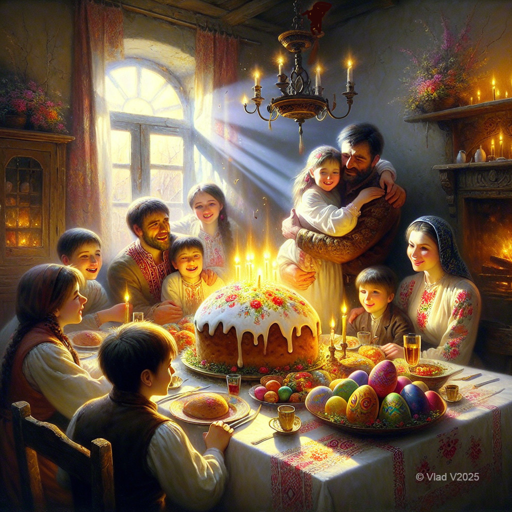 Family Gathering Around a Festive Easter Table