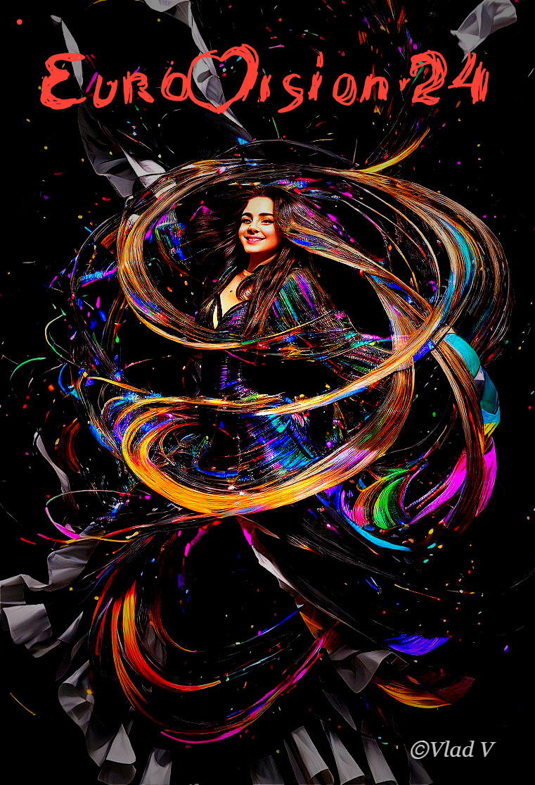 Vibrant Composition of Woman with Colorful Strands