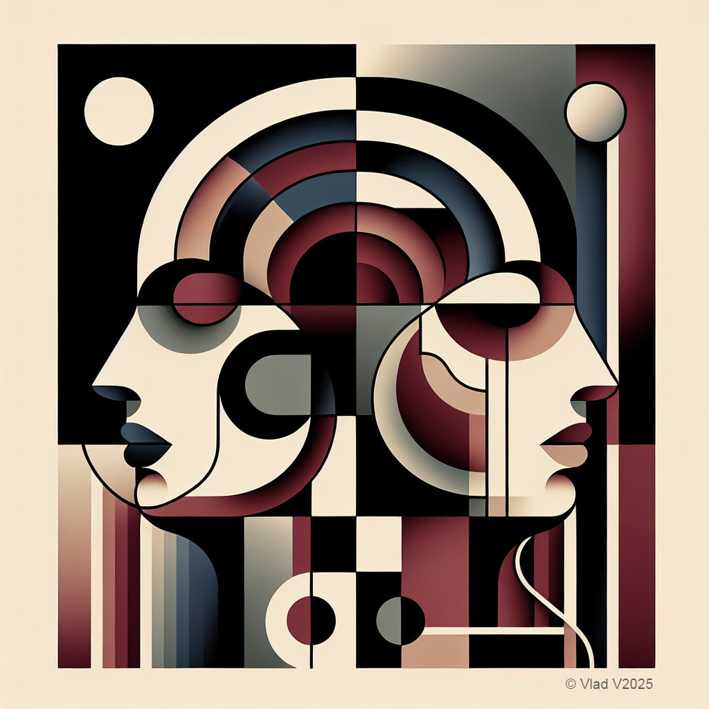 Abstract Composition of Merged Stylized Faces