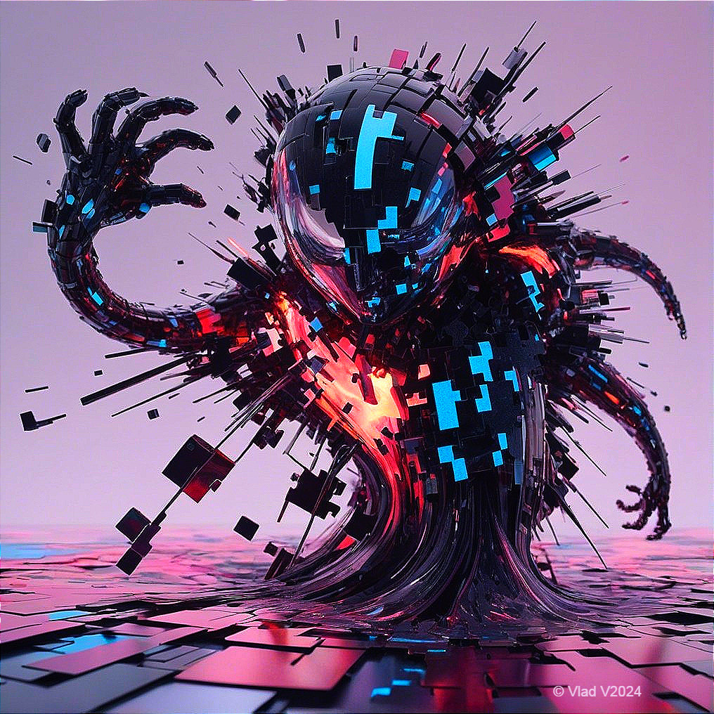 3D Rendering of Abstract Character with Glossy Accents