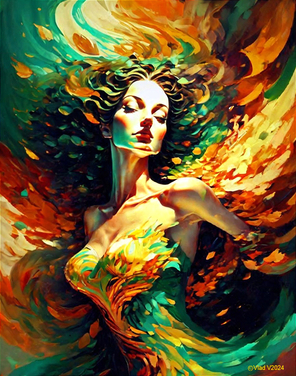 Abstract Portrait of a Woman in Vibrant Colors