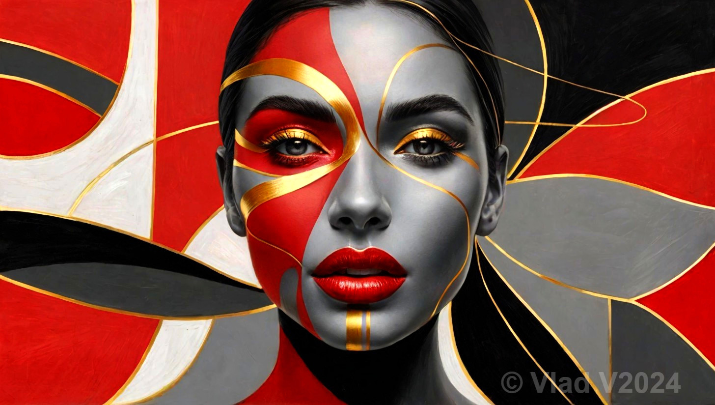 Portrait of a Woman with Intricate Face Design