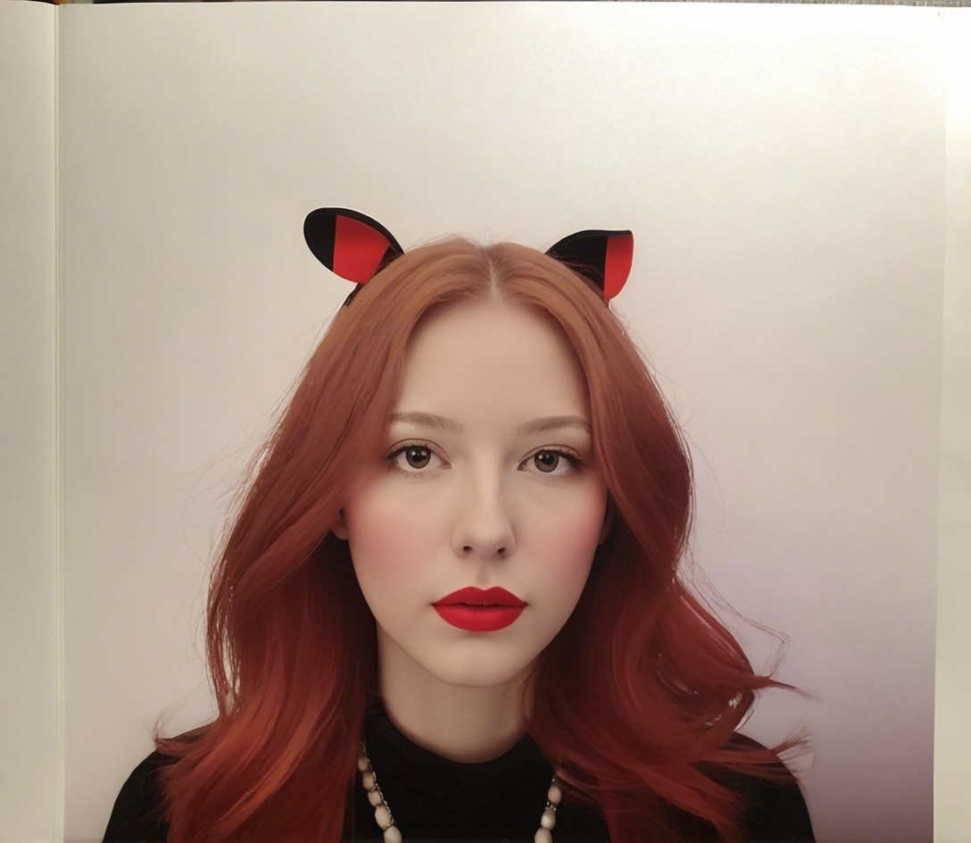 Portrait of a young woman with red hair and makeup