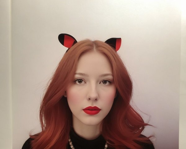 Portrait of a young woman with red hair and makeup