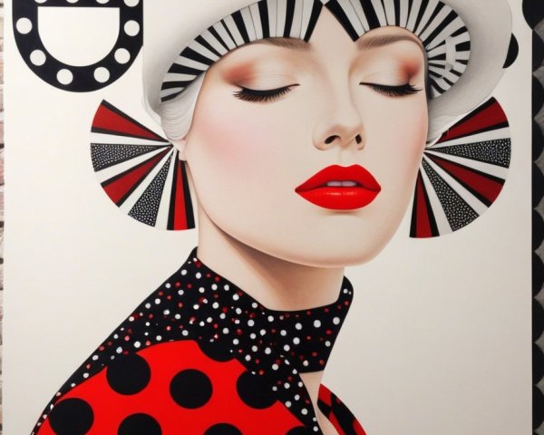 Stylized Fashion-Forward Woman in Modern Art Background