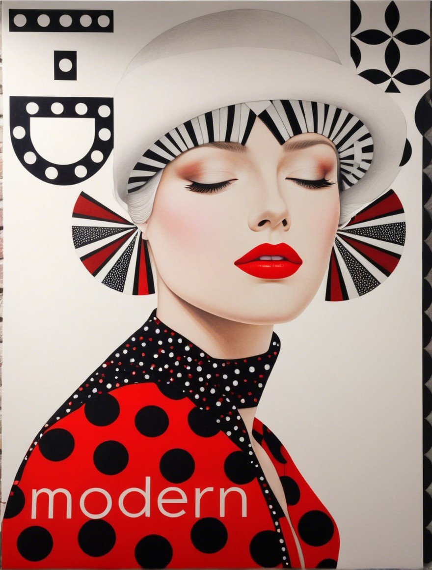 Stylized Fashion-Forward Woman in Modern Art Background