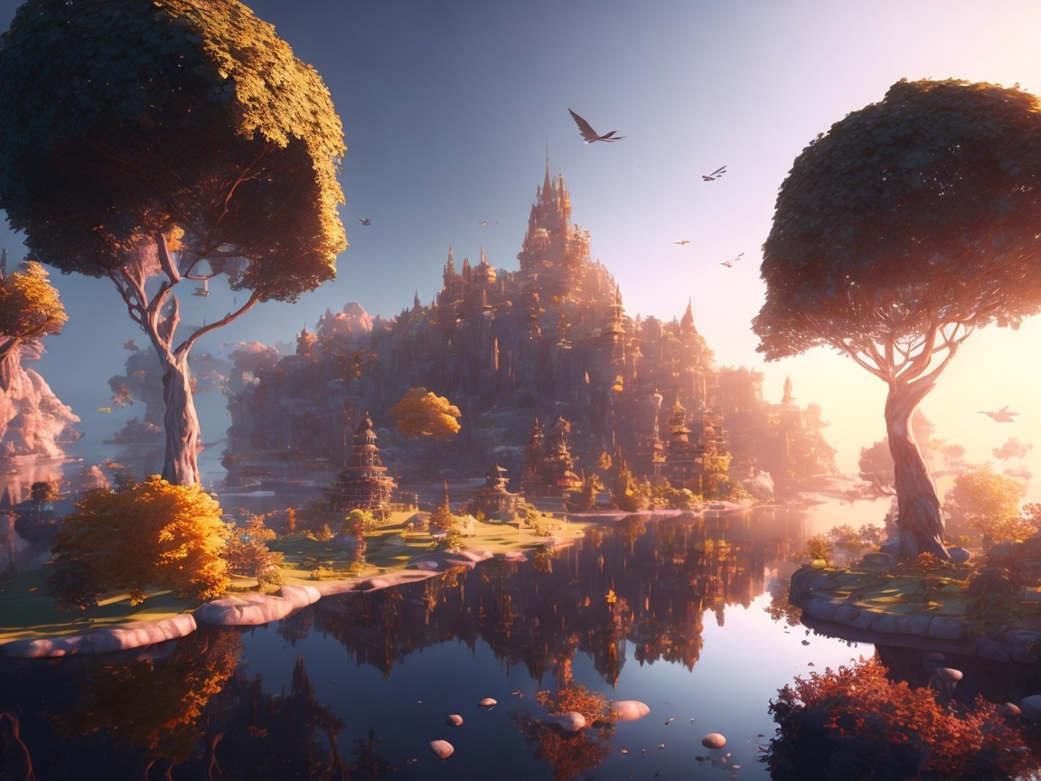 Majestic Castle in a Lush, Enchanting Landscape