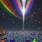 Surreal Landscape with Luminous Orbs and Towers