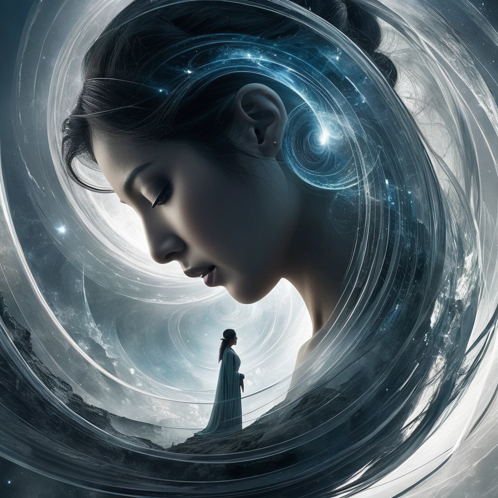 Serene Women in Cosmic Space and Galaxy Patterns