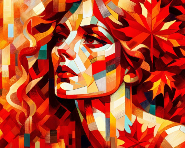 Vibrant Abstract Portrait of a Woman in Bold Colors