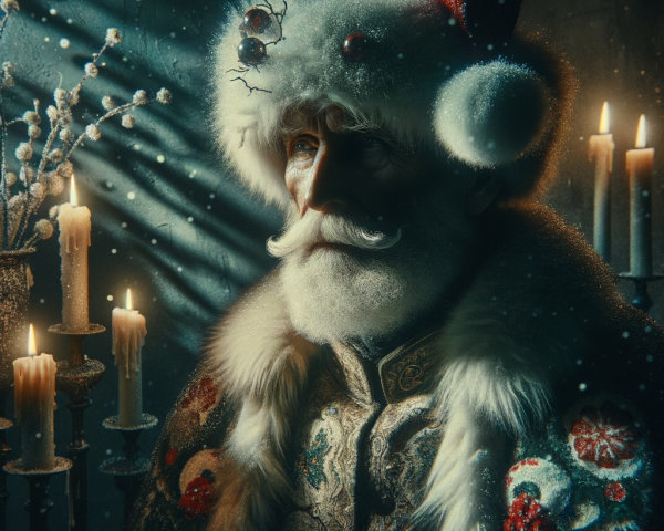 Detailed Portrait of Santa Claus in Festive Setting