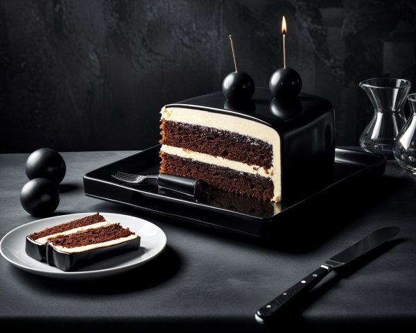 Modern Black Cake with Chocolate Layers and Candles