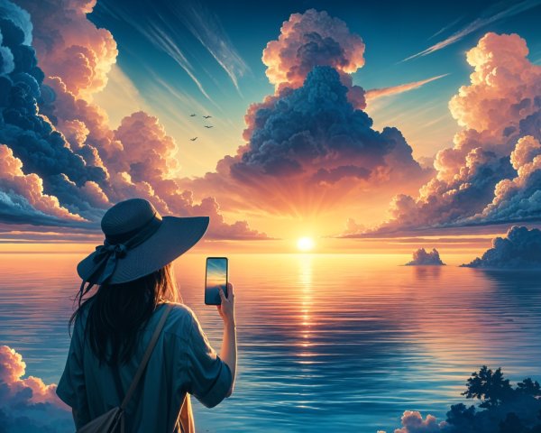 Person at Water's Edge During Vibrant Sunset