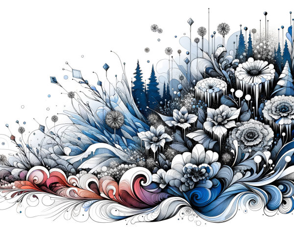 Vibrant Digital Painting of a Floral Cloud Arrangement