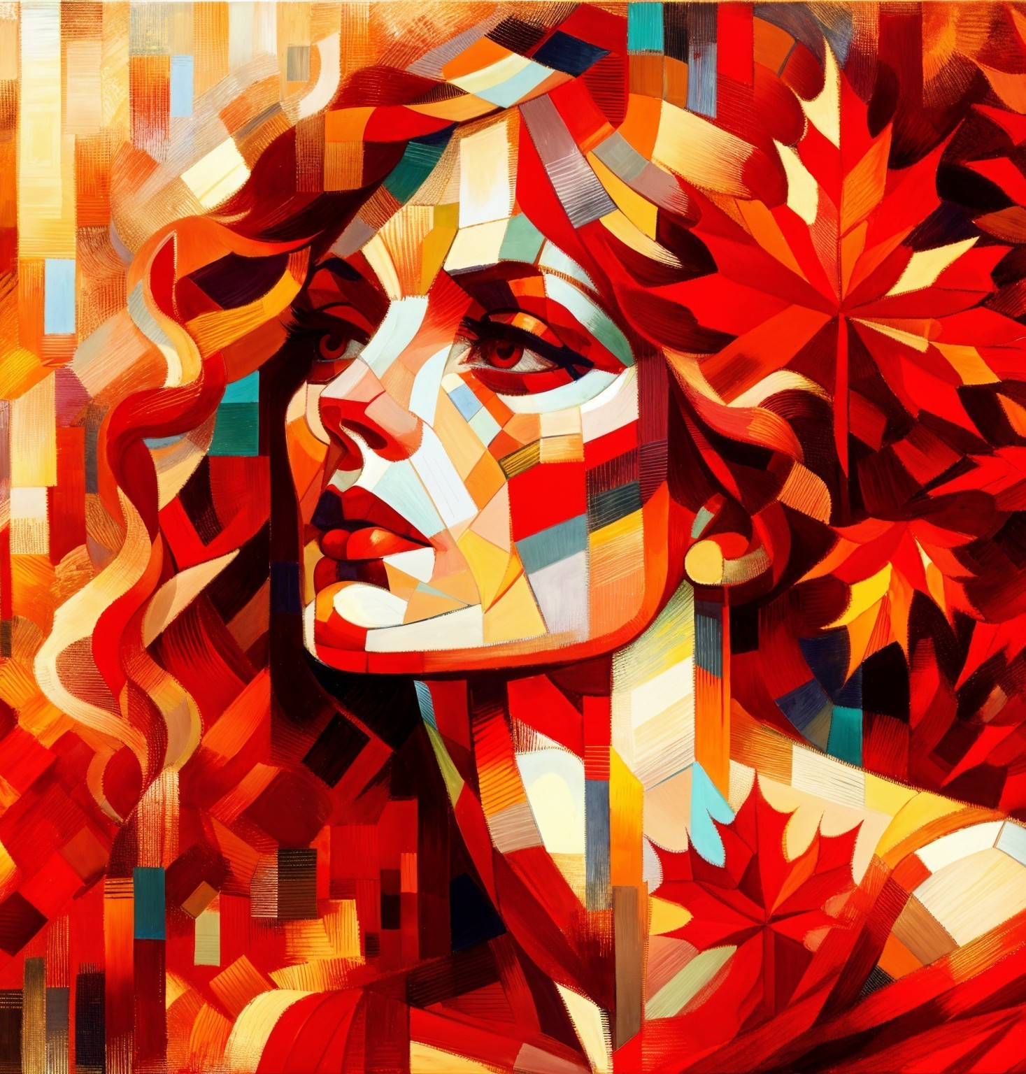 Vibrant Abstract Portrait of a Woman in Bold Colors