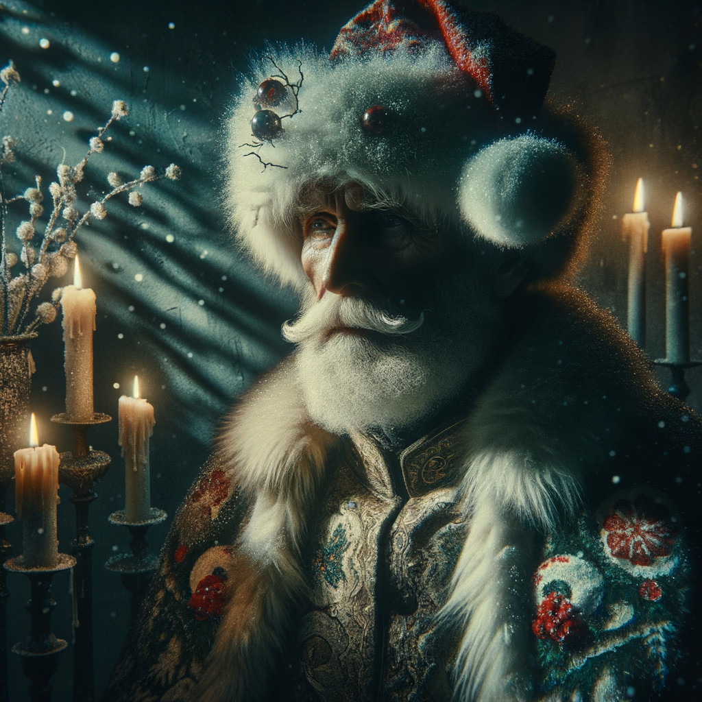 Detailed Portrait of Santa Claus in Festive Setting