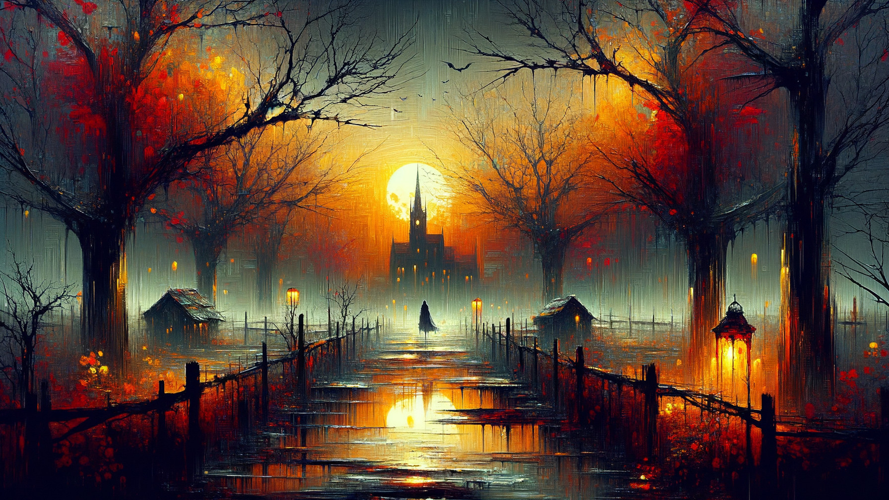 Twilight Landscape with Moonrise and Foggy Waters
