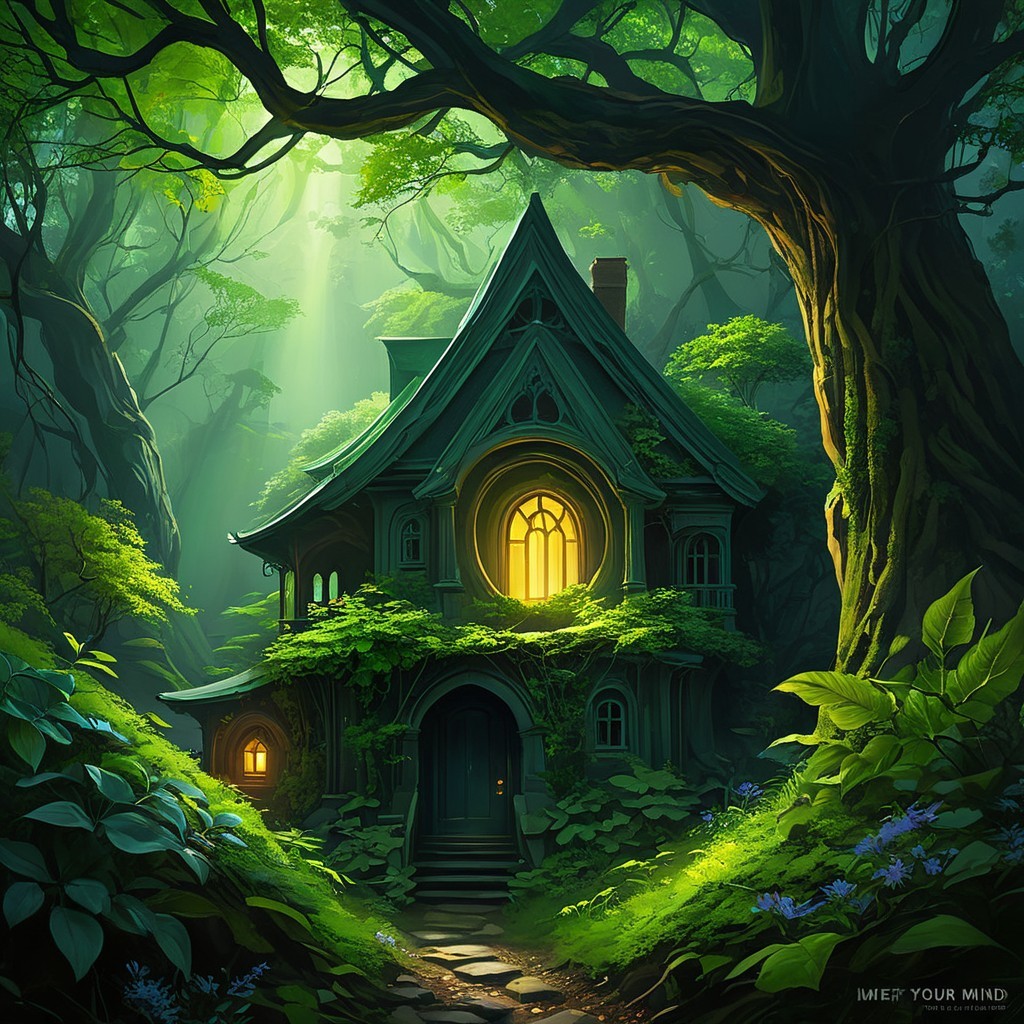 Fairy-Tale Cottage in a Lush Green Forest Setting