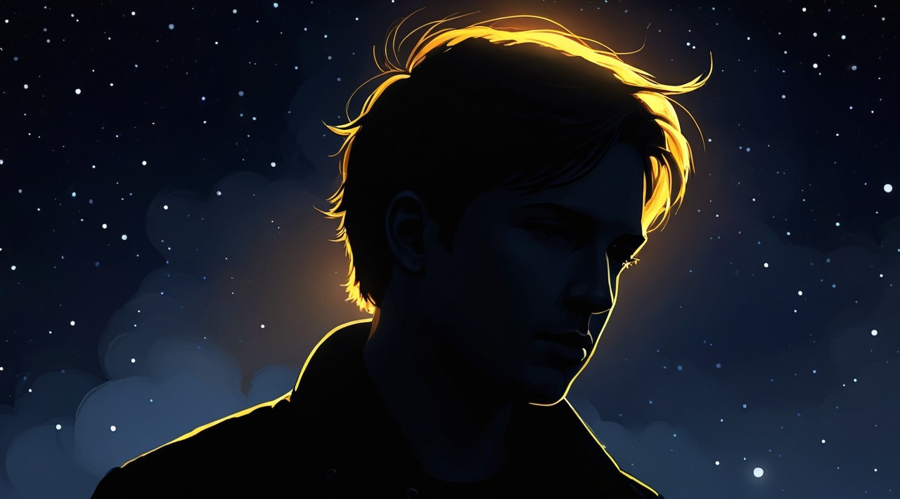 Silhouette of a Young Person Against Starry Sky