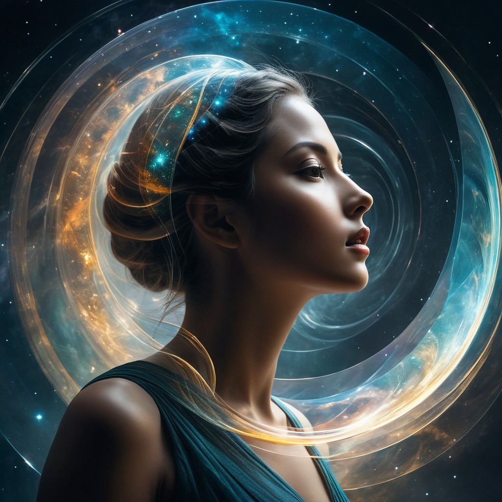 Young Woman in Cosmic Elements and Celestial Colors