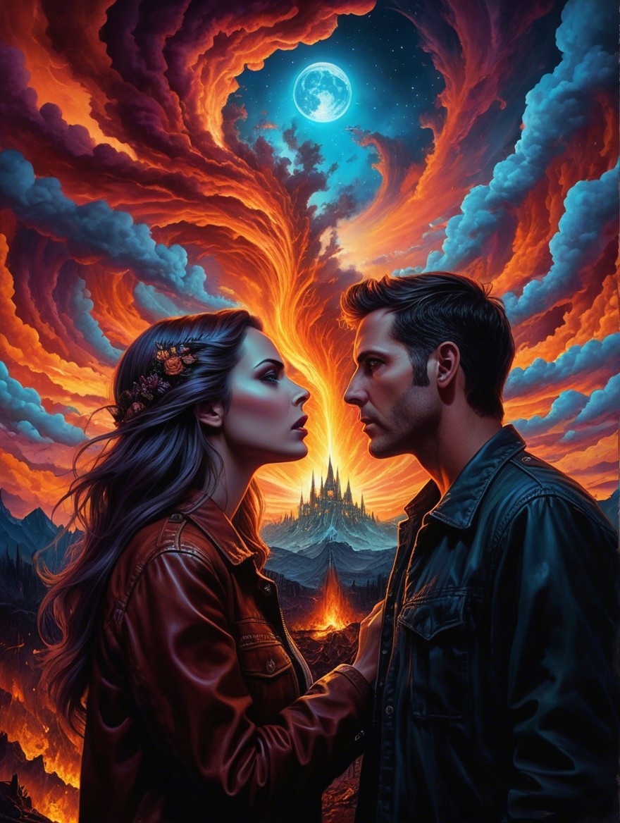 Mystical Landscape with Intense Couple and Castle
