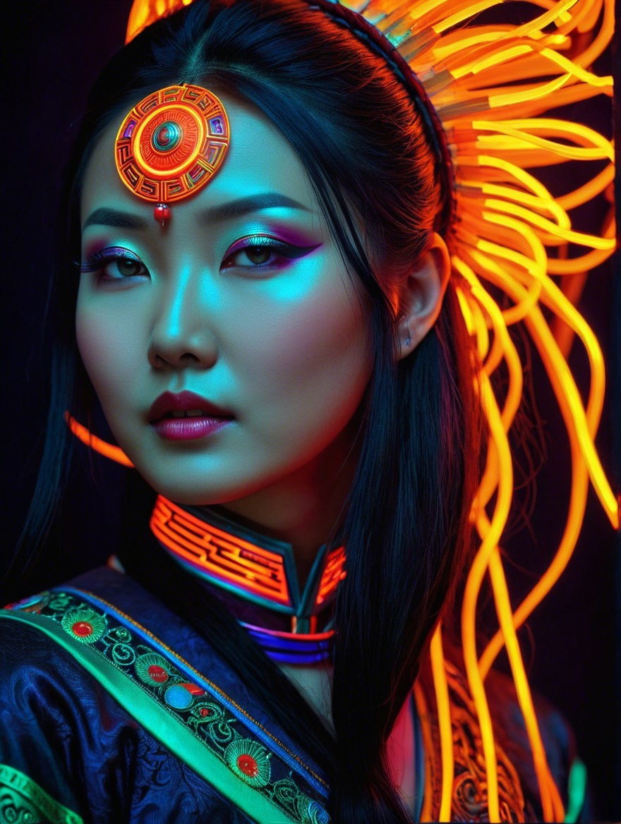 Portrait of a Woman in Vibrant Traditional Attire