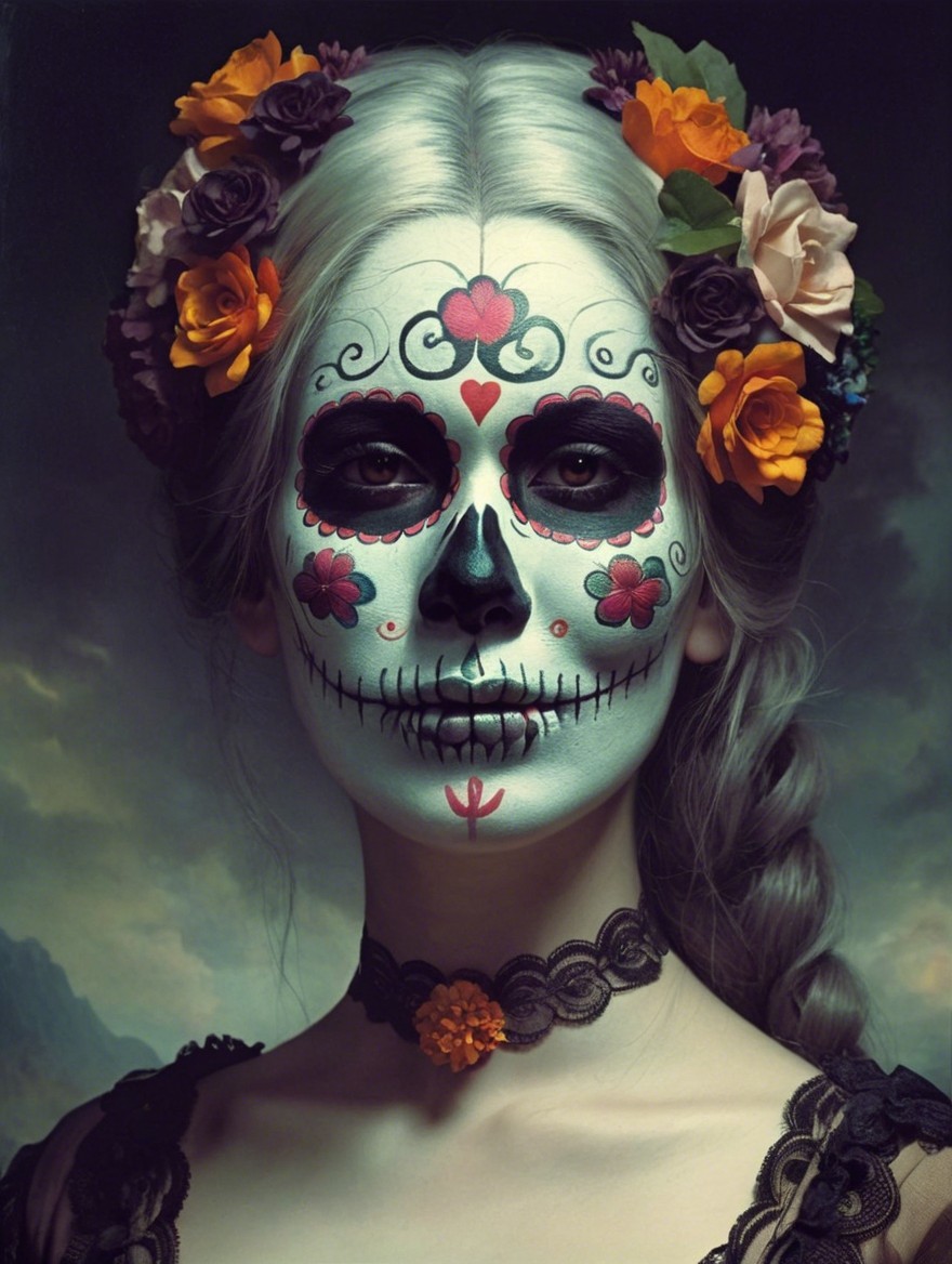 Vibrant Sugar Skull Makeup for Día de los Muertos