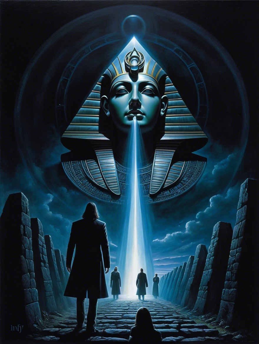 Pharaoh's Head Artwork with Intricate Details and Light