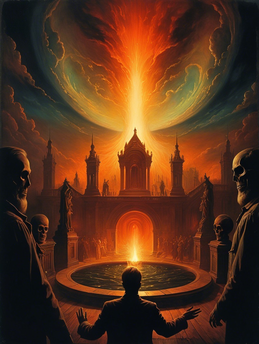 Dramatic Scene with Radiant Light and Statues