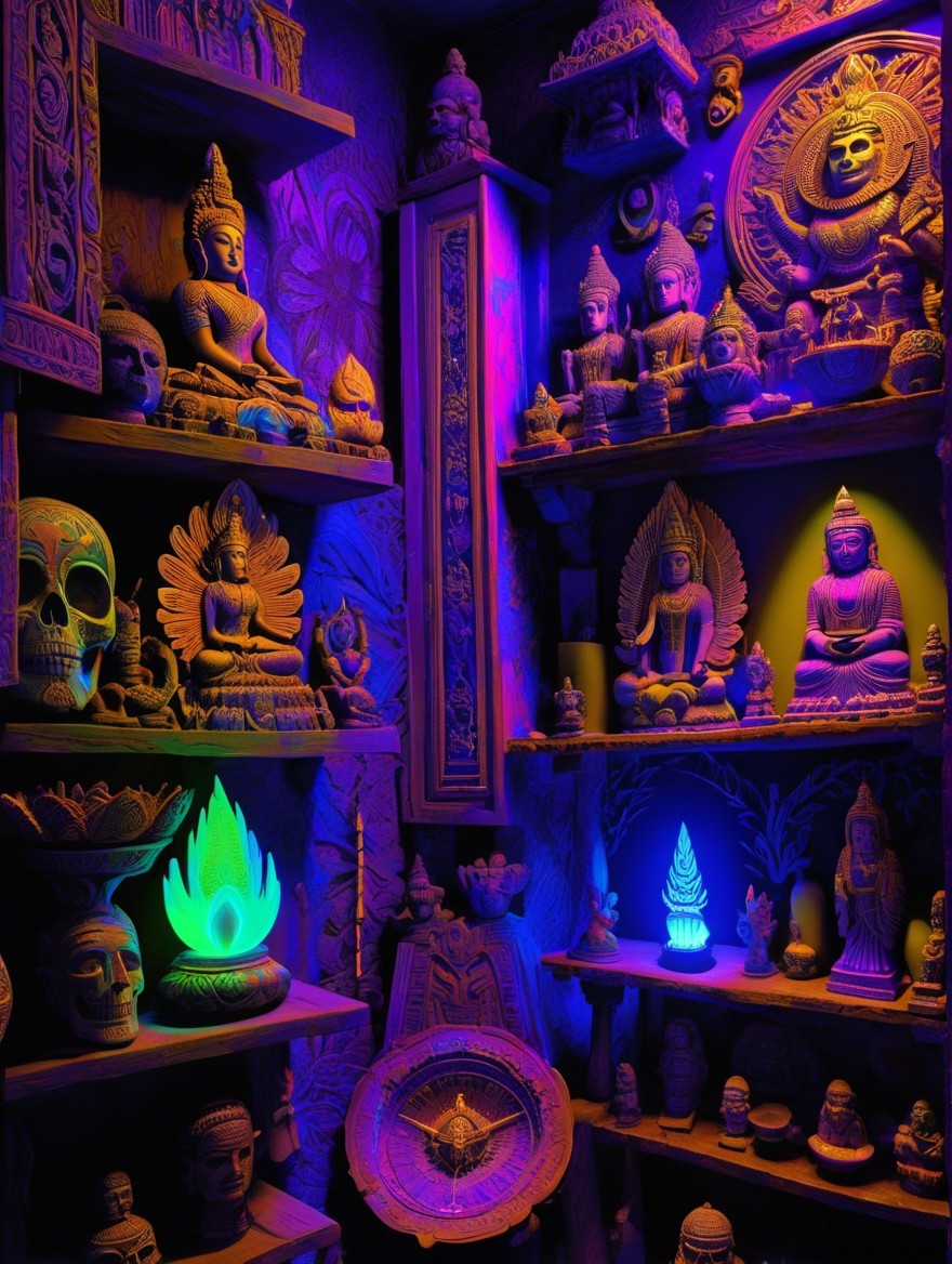 Decorative Figurines and Sculptures in Neon Lighting