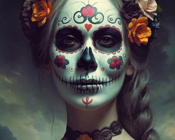 Vibrant Sugar Skull Makeup for Día de los Muertos