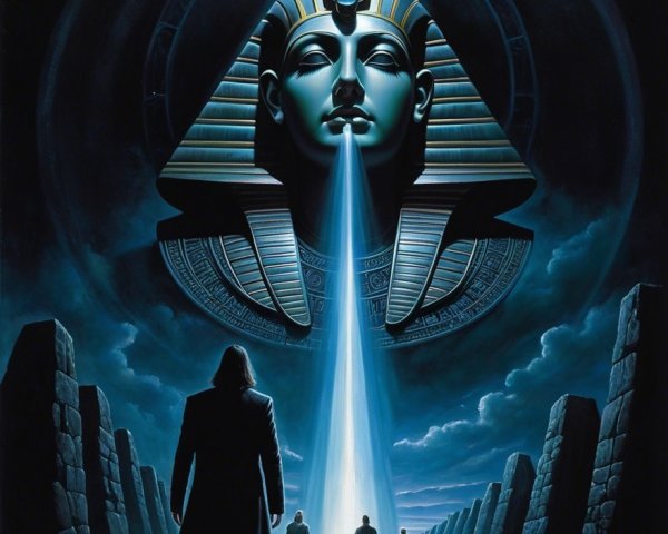 Pharaoh's Head Artwork with Intricate Details and Light