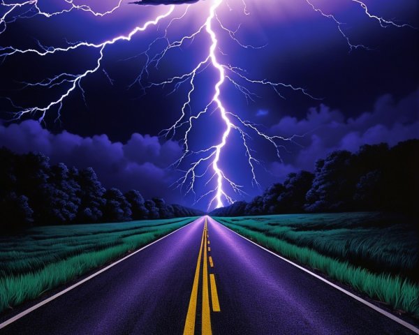 Dramatic Digital Art of Storm Sky and Road Scene