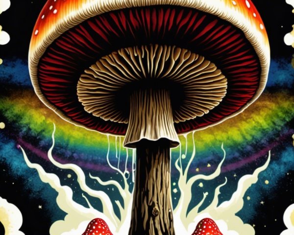 Surreal Illustration of Toadstool Mushroom Landscape
