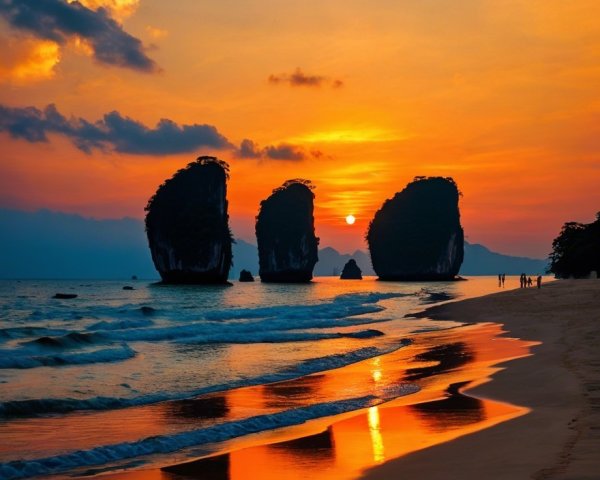 Stunning Sunset Over a Serene Beach Landscape