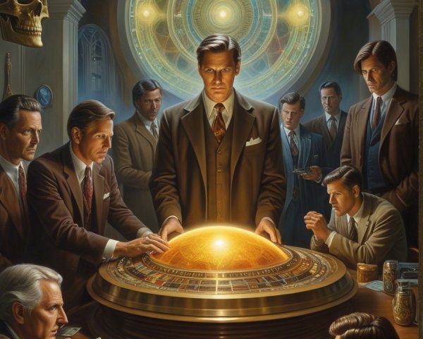 Men in Vintage Attire Strategizing in Luxurious Room