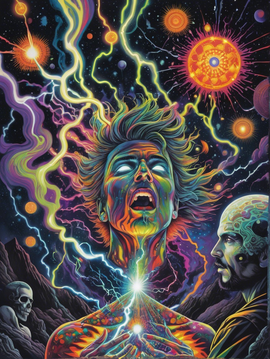 Vibrant Cosmic Scene with Emotion and Surreal Elements