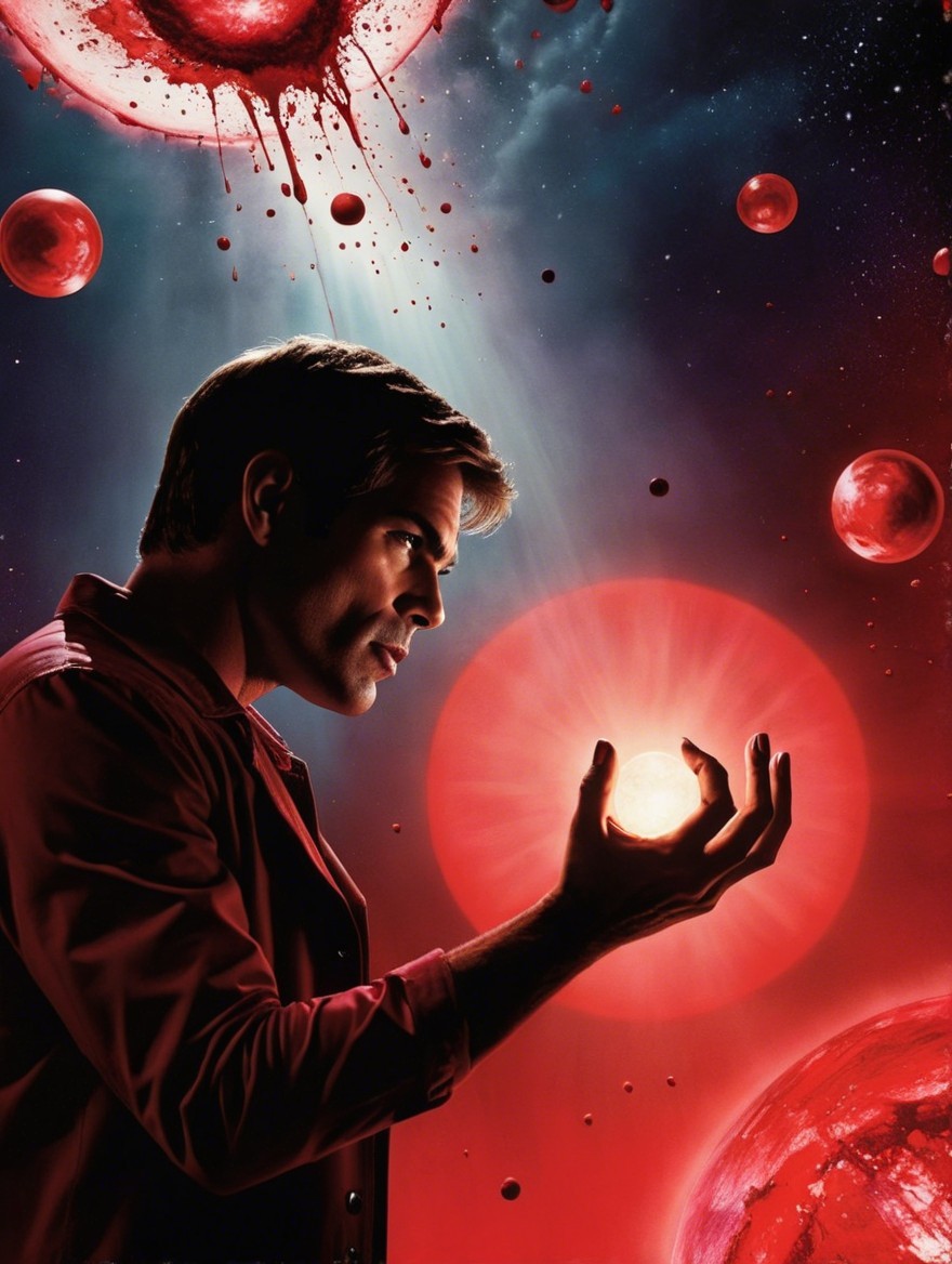 Profile of a man holding a glowing orb in space
